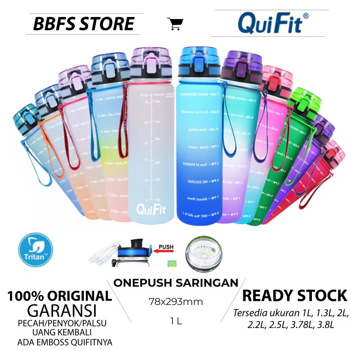 Quifit Botol Minum Tritan Viral Motivasi Olahraga Sport 1L Terlaris