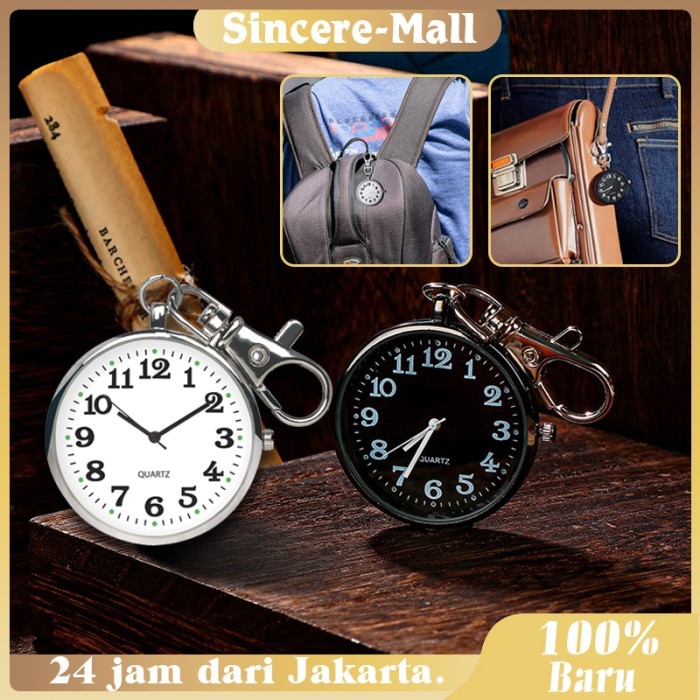 Jam Saku Gantung Pocket Watch Gantungan Kunci Jam Quartz Analo Dial
