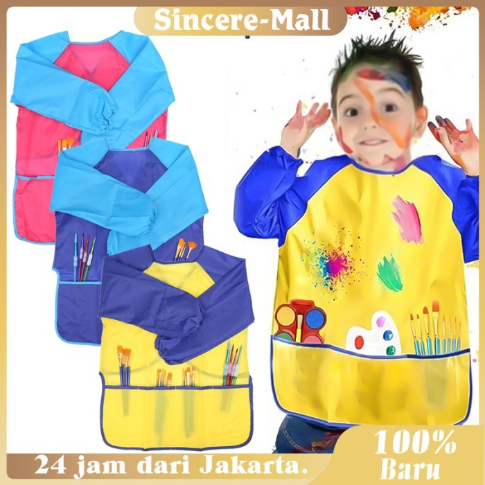 Apron Celemek Lukis Drawing Apron Lukis Anak Anti-Air Lengan Panjang