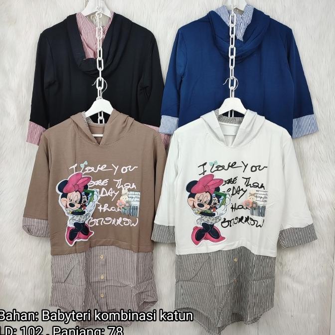 

Sale! Atasan tunik babyteri kombinasi katun motif MINNIE FLIRT