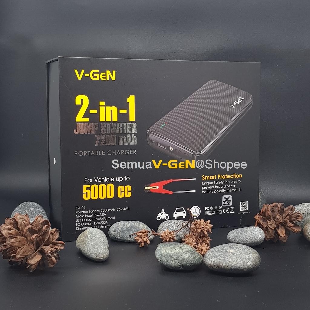 V-Gen Powerbank Jumper Starter 7200Mah | Jumper Mobil | Aki | Accu | Car
