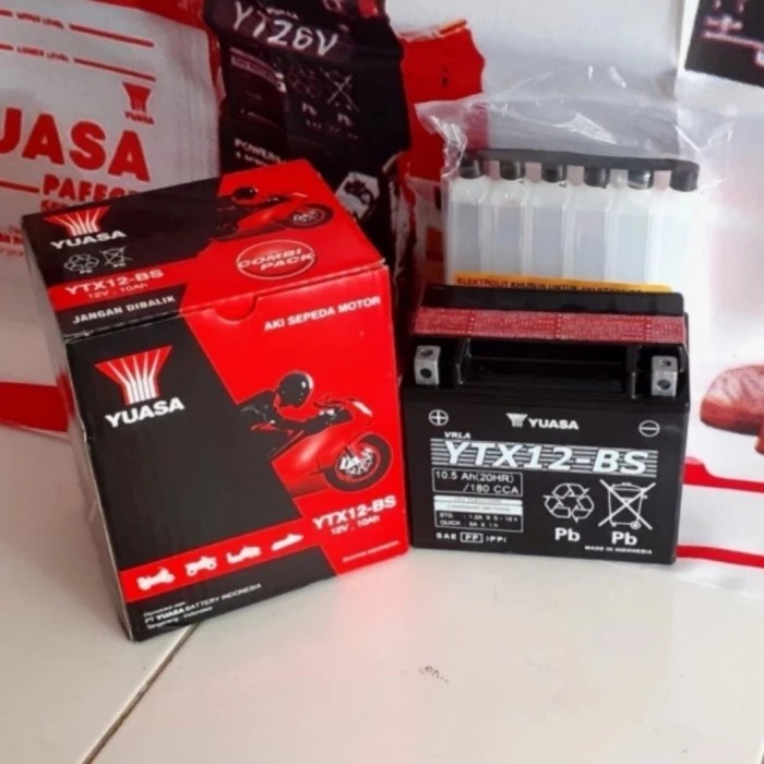 Aki Baterai Kering Yuasa Ytx12 Bs 12V 10Ah Kawasaki Ninja