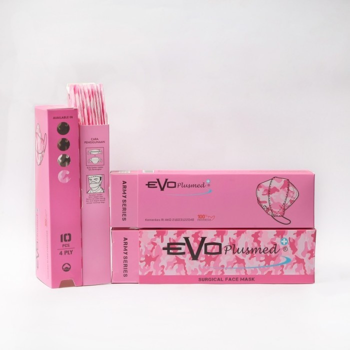 Murah EVO Plusmed - Masker 4D Duckbill 4ply ARMY Earloop Surgical Mask Non COD