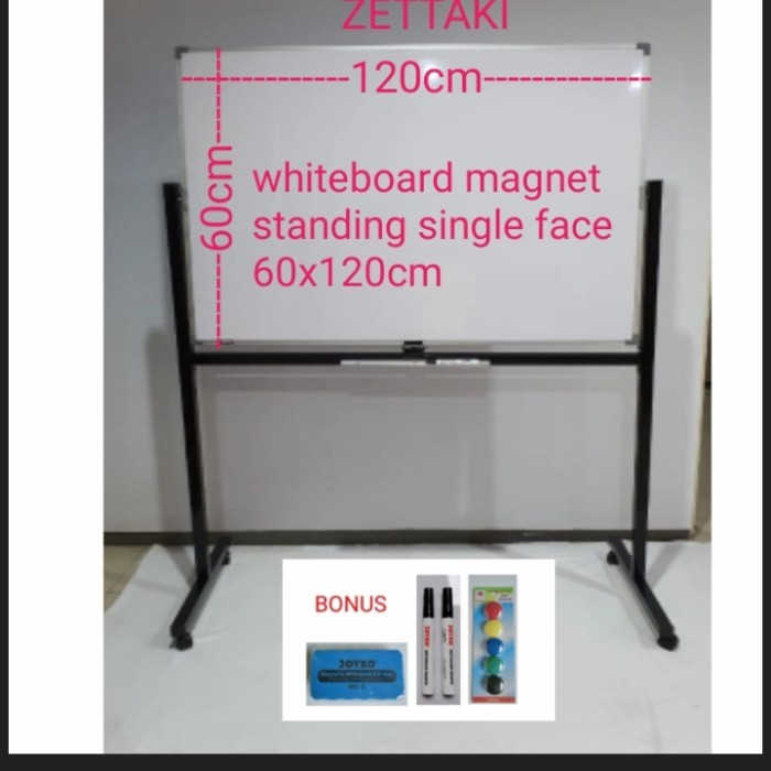 

Papan tulis whiteboard Standing Magnet Single Face ZETTAKI 60x120cm