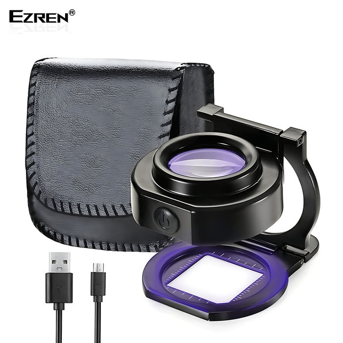 

Ezren EZ-0351 Kaca Pembesar Lup 25x With 6 Light USB Lipat Portabel