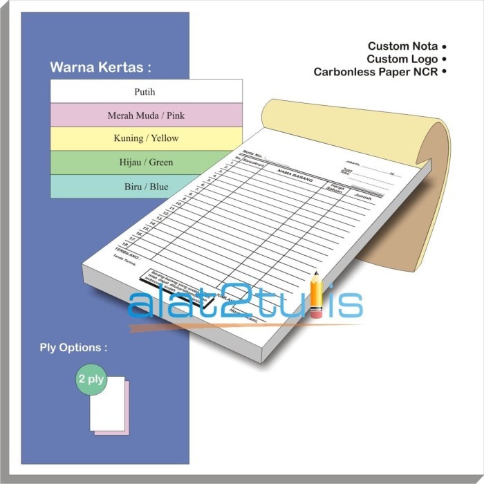 

Cetak Nota BON 1 rim / Rangkap ( Custom NCR ) 2 ply