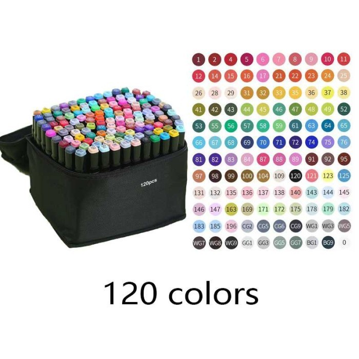 

Spidol Warna Dual Side Fine Art Brush Pen Art Marker Set 80 Color