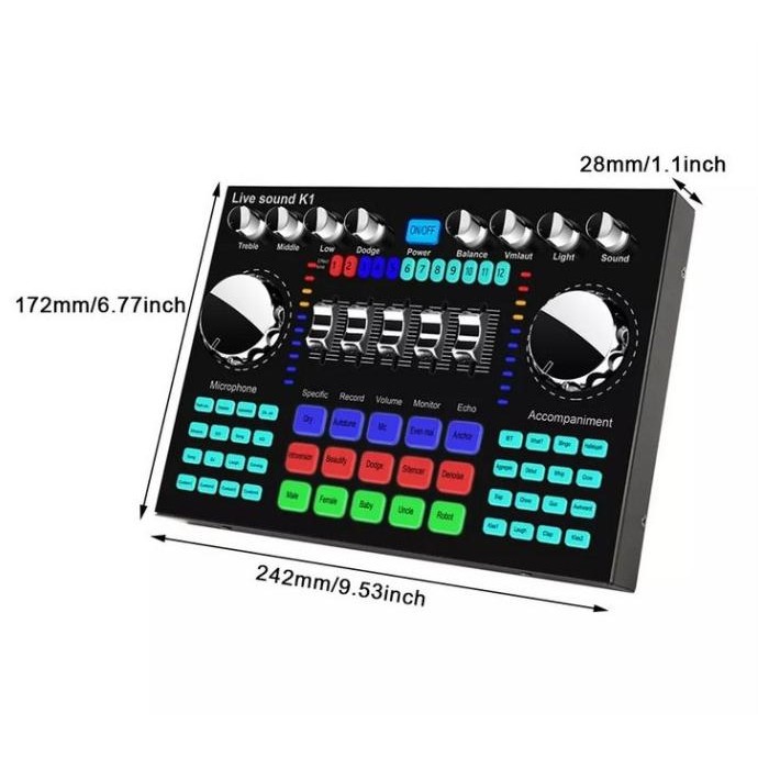 Sound Card K1 Soundcard K1 Recording 2 Mic Dual Channel Mixer Podcast