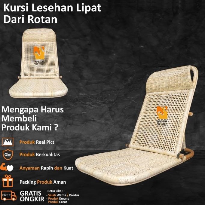 Kursi Lesehan Lipat Lantai Santai Malas dari Rotan