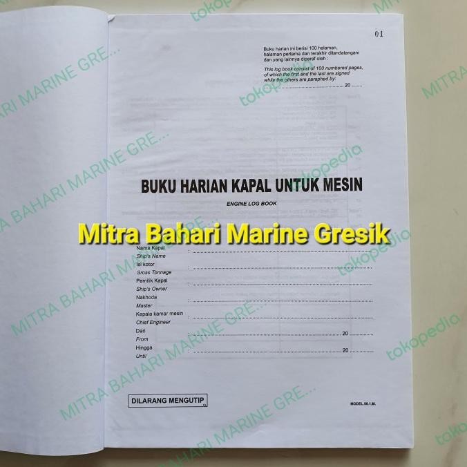 

Buku Jurnal Mesin / Engine Log Book