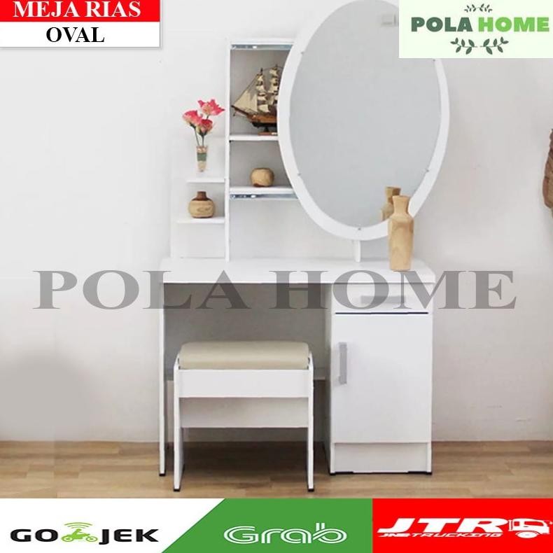 Meja Rias Putih Minimalis Meja Rias Kaca Sliding LED