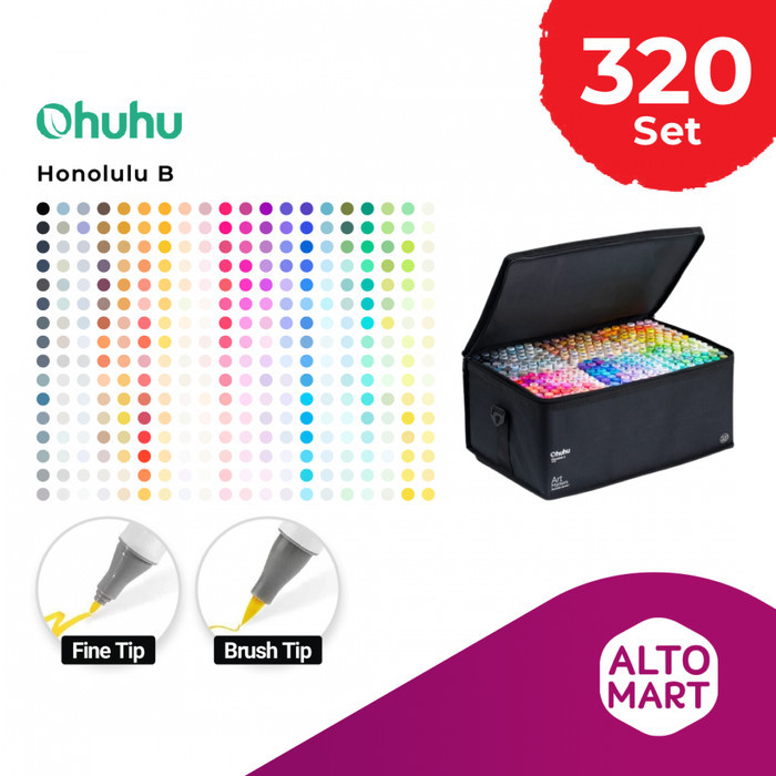 

OHUHU Honolulu 320 Color Dual Tip Brush Chisel Fine Alcohol Art Marker