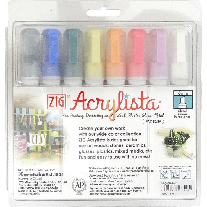 

ZIG KURETAKE ACRYLISTA CHISEL 8 COLOR SET PAC-50/8