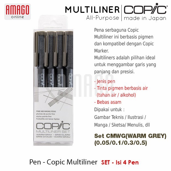 

COPIC MULTILINER - WARM GREY - (4 PCS/SET) - CMWG/SET