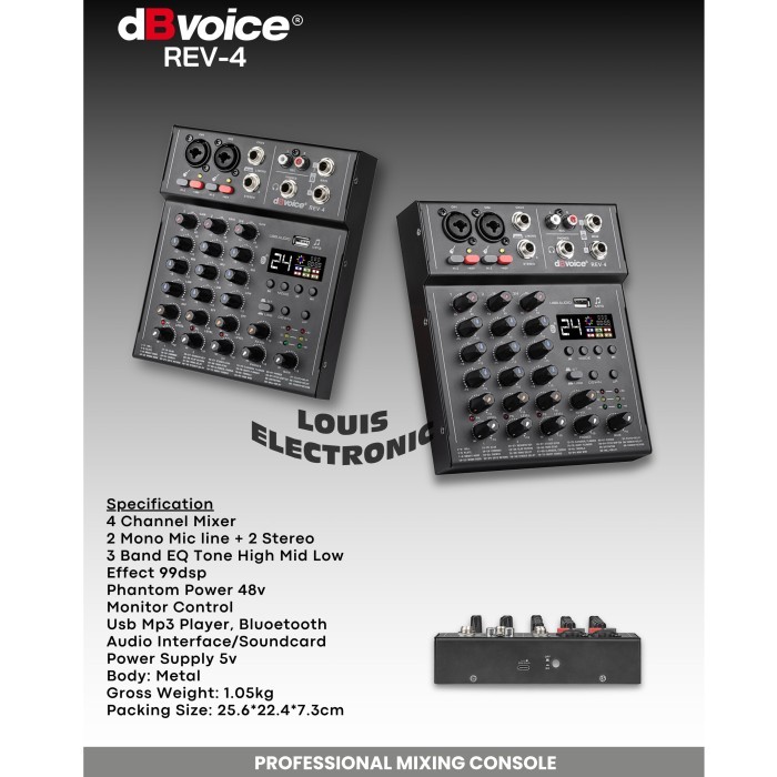 Dbvoice Rev-4 Mixer Audio 4 Channel 99 Dsp Effect Original