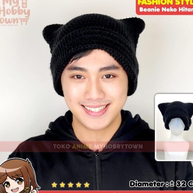 Topi Beanie Uplu Coplay Ucing Hitam Bla Neo Cat