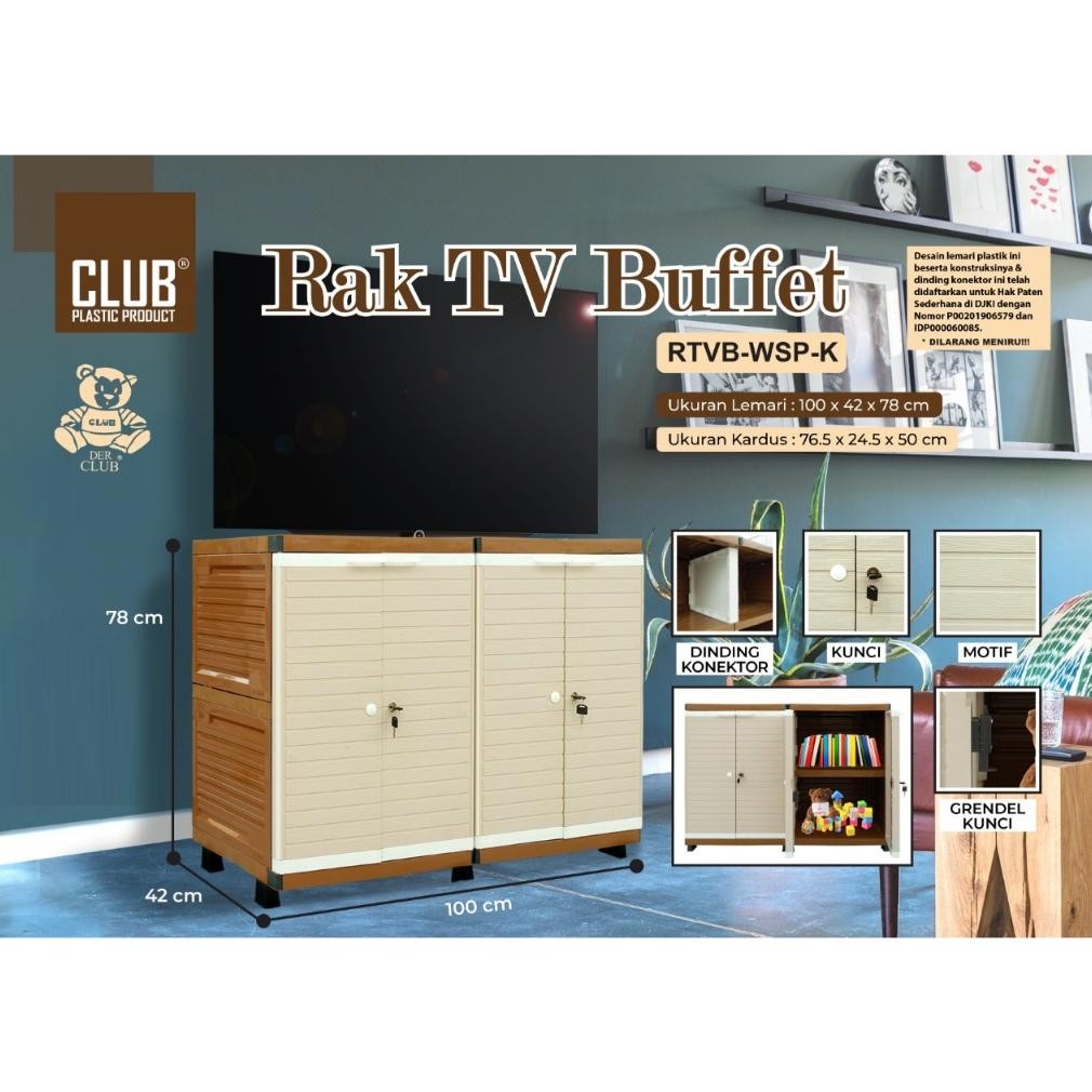 Rak TV Club/Rak TV Buffet/Rak Buffet KUNCI Serbaguna KACA Dan tanpa kaca