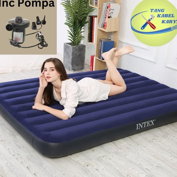 PAKET HEMAT POMPA ANGIN LISTRIK OSLO + KASUR ANGIN INTEX DURABEAM