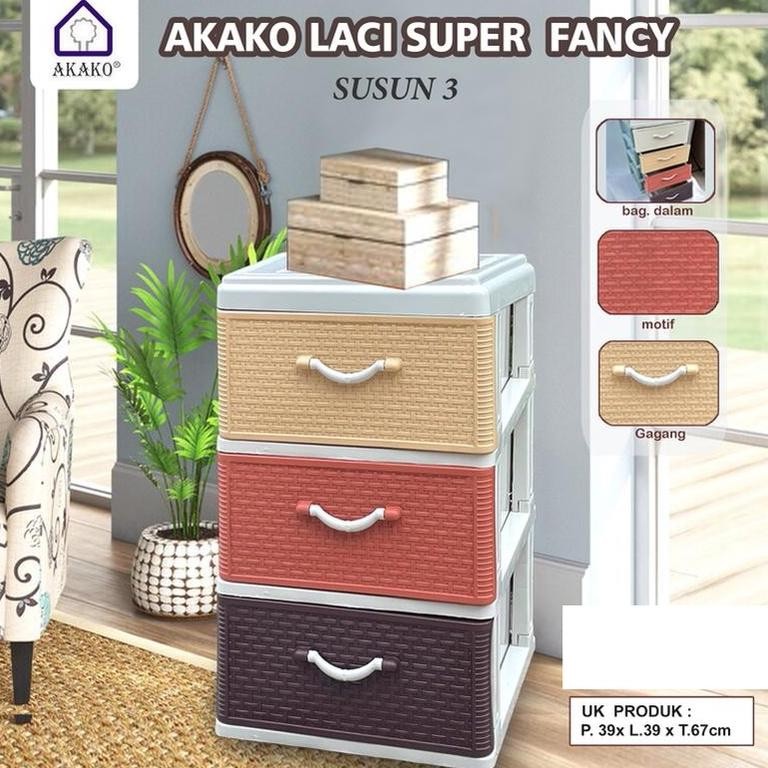 Akako Lemari Plastik Pakaian Fancy - 3 susun