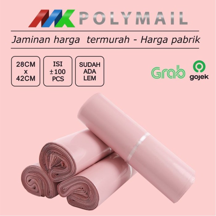 

Sale Polymailer 100Pcs 28X42Cm Pink Premium Glossy Plastik Polymailer