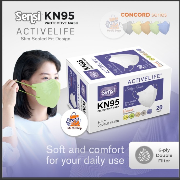 Murah Masker Sensi KN95 6ply Hitam Putih Abu bukan duckbill bukan Evoplusmed Non COD