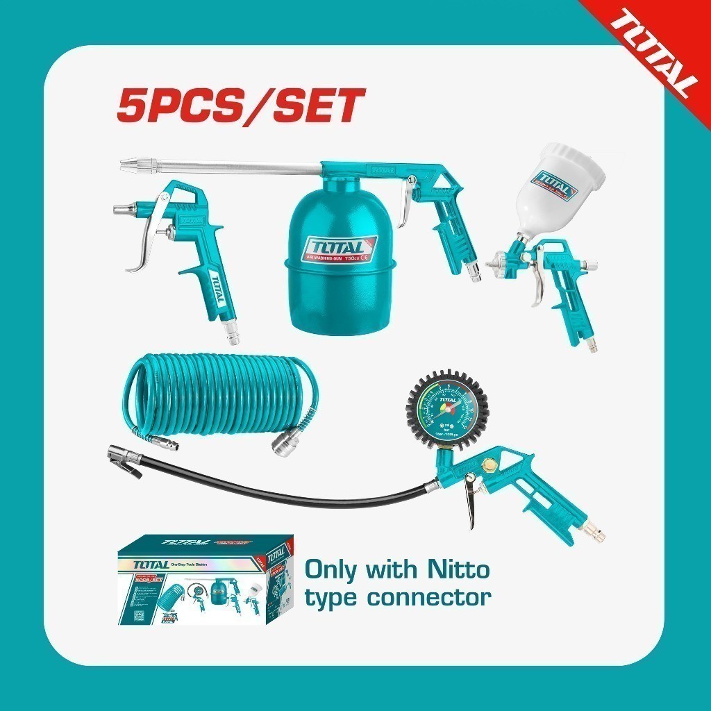 TOTAL Set Alat Ca Pneumatik 5 Pcs / 5 Pcs Air Tools Set TATK053 3
