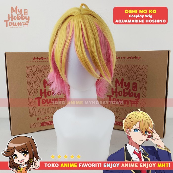 BISA GOSEND Wig Cosplay Anime Oshi no Ko : Aquamarine Hoshino Rambut Palsu