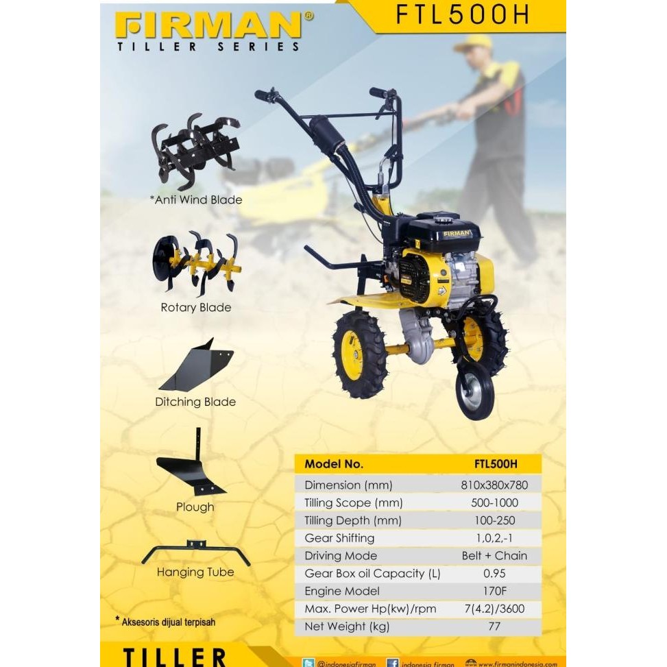 MESIN TRAKTOR MINI FIRMAN FTL500H / MESIN BAJAK MINI FTL 500H FIRMAN ORIGINAL DAN TERPERCAYA
