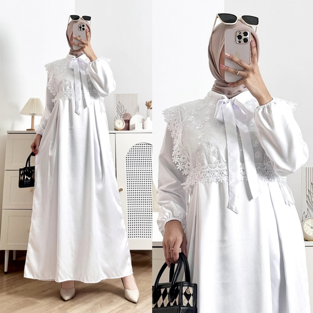 PROMO RAMADHAN (Lebaran Series) Gamis Muslimah Syakila Model Rompi Tille Bordir Oufit Dress Lebaran