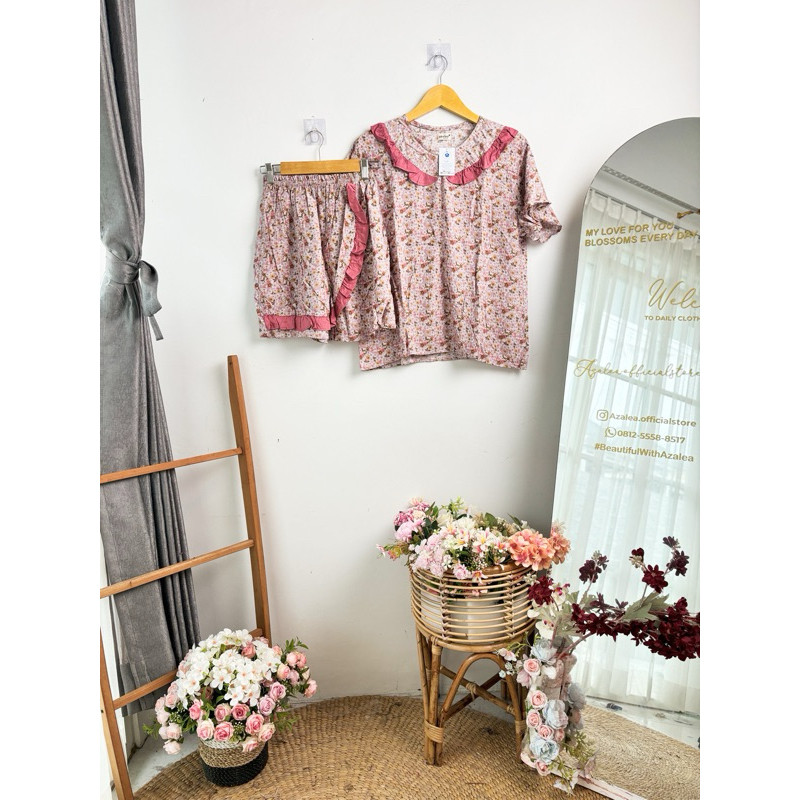 Terbaru One Set Rok Rok Mini Baju Tidur RokPiyama Busui One Set Babydoll Set Pajamas Rayon Kekinian