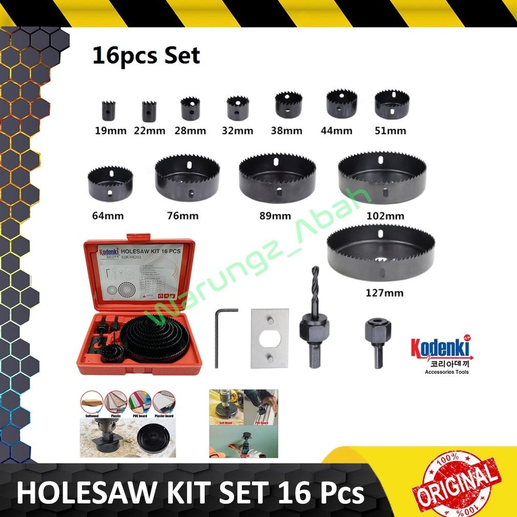 rania alat kepala mata bor gergaji lingkaran bulat holesaw kit set 16 pcs pembolong pelubang kayu pi