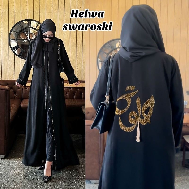 Disc Abaya Helwa Mata Gamis Arab Saudi Hitam Maxi