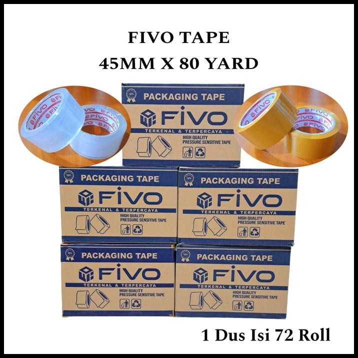 

BEST DEAL GROSIR LAKBAN - FIVO TAPE - 45MM X 80 YARD - KUALITAS PREMIUM - 72ROLL !!!