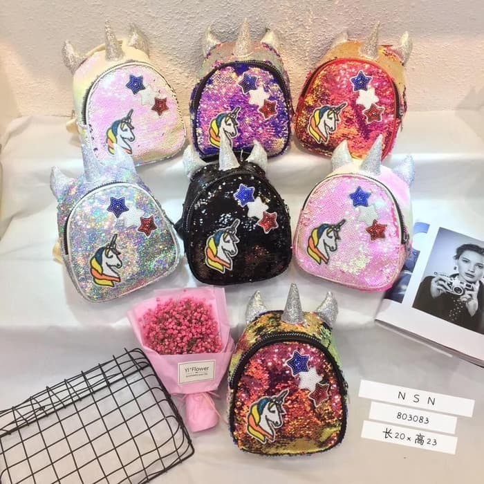 TERBARU Tas Ransel Anak Sequin Unicorn Sisik Blink PROMO