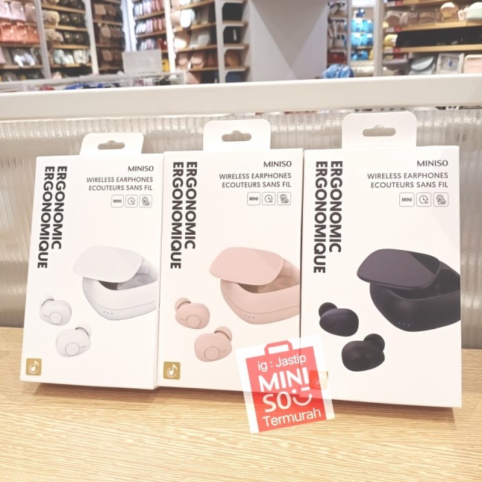PROMO MINISO EARPHONE HEADSET BLUETOOTH WIRELESS