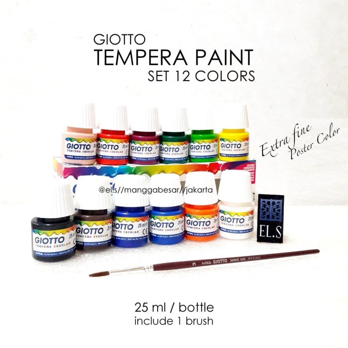 

Terbatas,!! Giotto Tempera Paint 25 Ml Set 12 Warna ( Cat Poster )