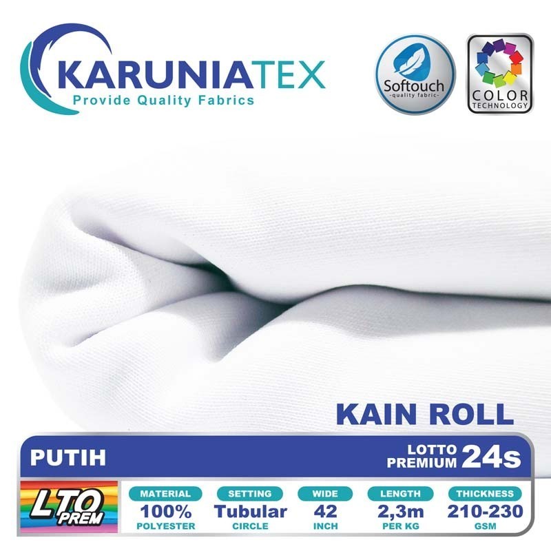 Kain Lotto Premium 24s Rollan | Putih | Karunia Textile
