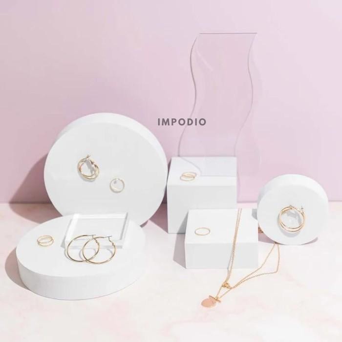 Impodio Set 4Pcs Round Geometry Photo Props - Podium Leveling Balok Kubus Bulat Tabung Lingkaran -  