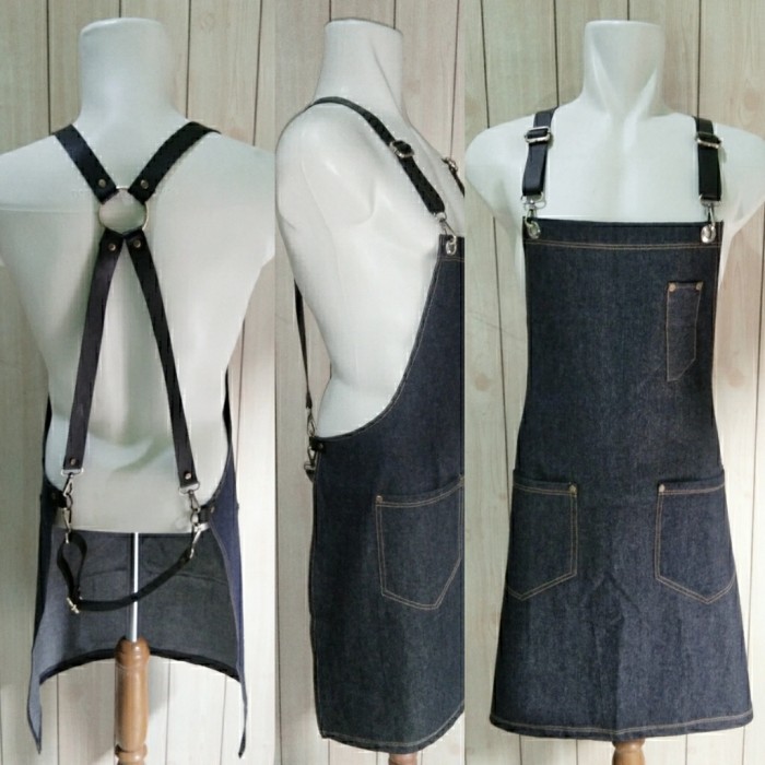 apron barista bahan jeans