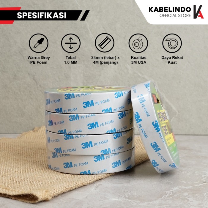 

Double Tape 3M Pe Foam Solasi Bb Busa 24 Mm X 4 M Original
