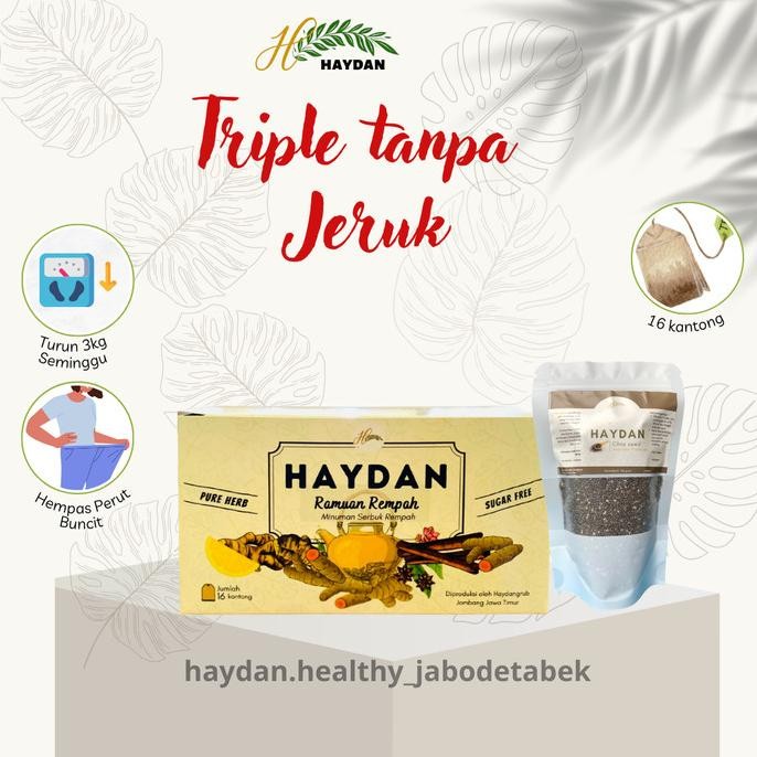 

BISA TERMIN paket diet haydan ramuan rempah 1 box isi 16 kantong+chia sheed 100gr