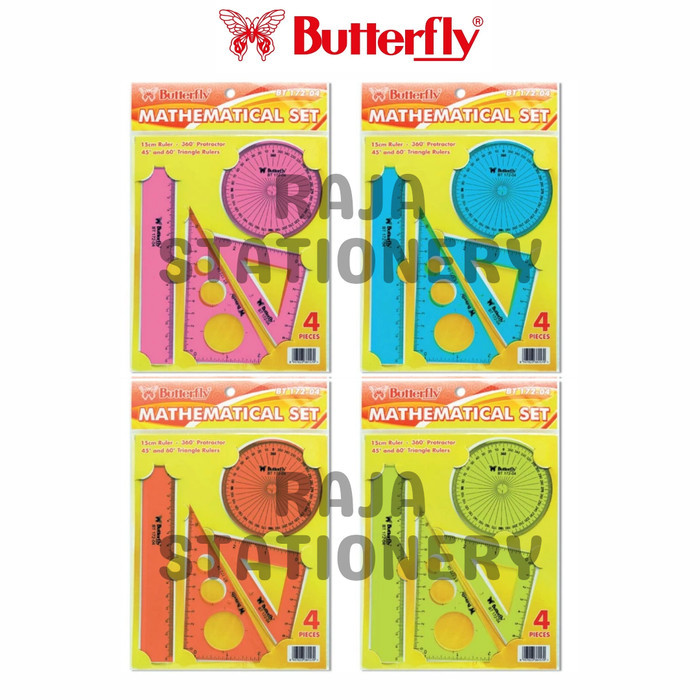 

Butterfly Math Set 4Pcs / Paket Penggaris Busur Siku Butterfly Matematika Bt-172-04
