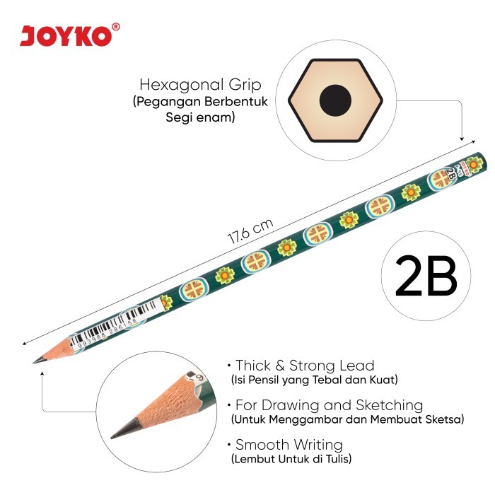 

Joyko Pencil Pensil Kayu Joyko 2B Motif Batik Tulis Ujian P-98 [12Pcs]