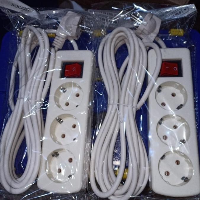 TERLARIS STOP KONTAK 3LOBANG + KABEL 5METER / SOCKET + KABEL / ROL KABEL 5METER