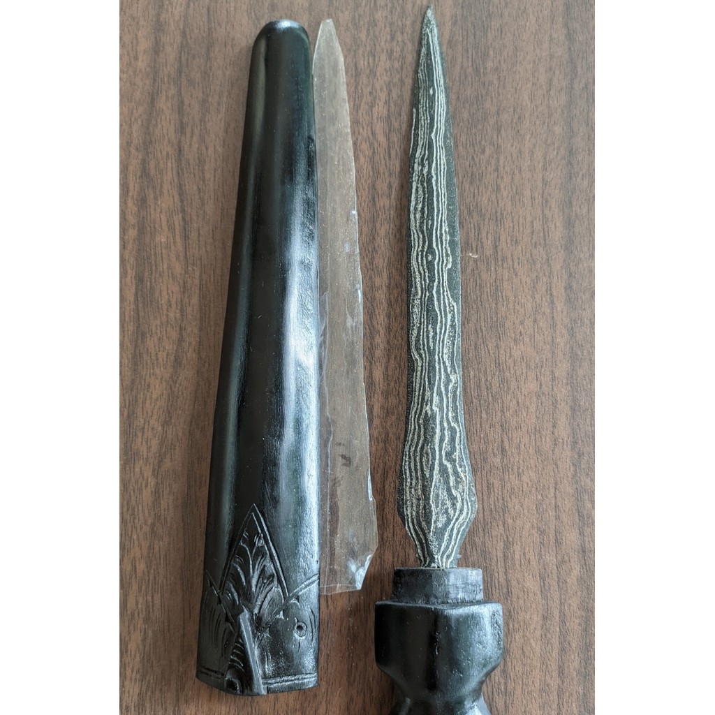 Tombak Pusaka Bliring Karang Duwek Pamor Bhremma Bhetto Tangguh Meduro Koso est Nyandhang Sken Ukir Kolektor Item