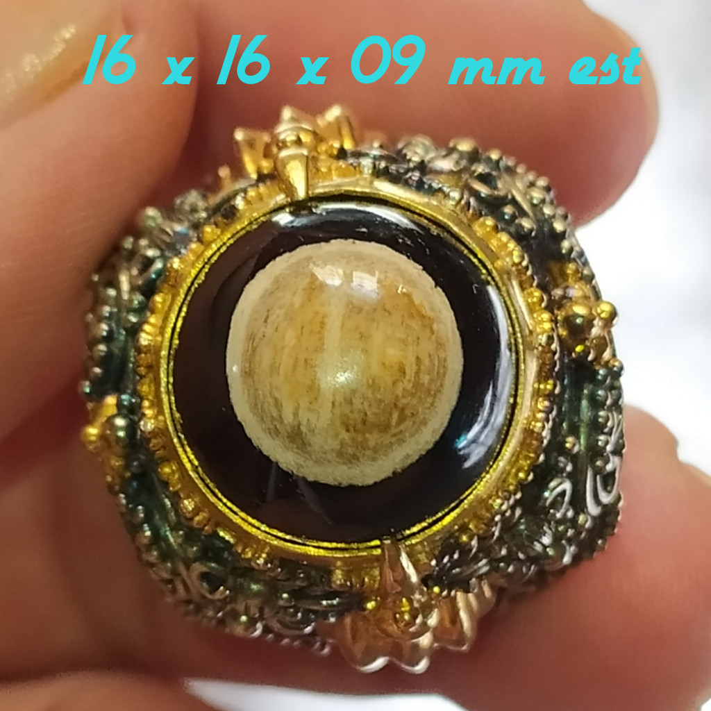 Koleksi Batu Alam Galih Kelor Super Mata Dewa Puser Bhumi Ring Perak Murni HM Ukir Cakre Tebal Gold Platted