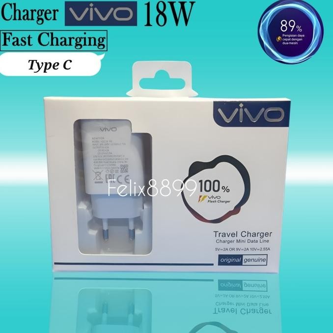 Charger Vivo Y21 Y21S Y21T Y53S Original 100% Type C Fast Charging