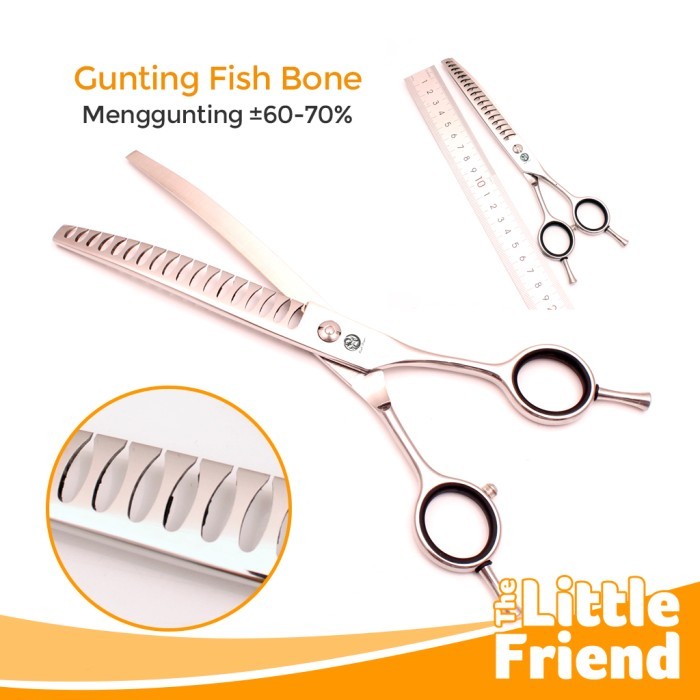 Gunting Sasak Lengkung Grooming Bulu Anjing Fishbone Shark Tooth