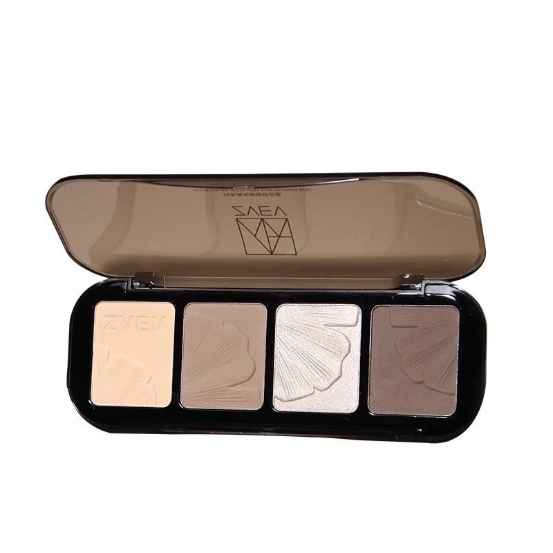 Empat Warna Perbaikan Makeup Palet Perona Bayangan Hidung Wajah Tiga Dimensi Mencerahkan