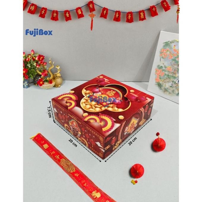 

Fgh ( 10 Pcs ) Fuji Box Dus Box Kotak Kue Hampers Packaging Imlek 20 X 20 X 7, Premium